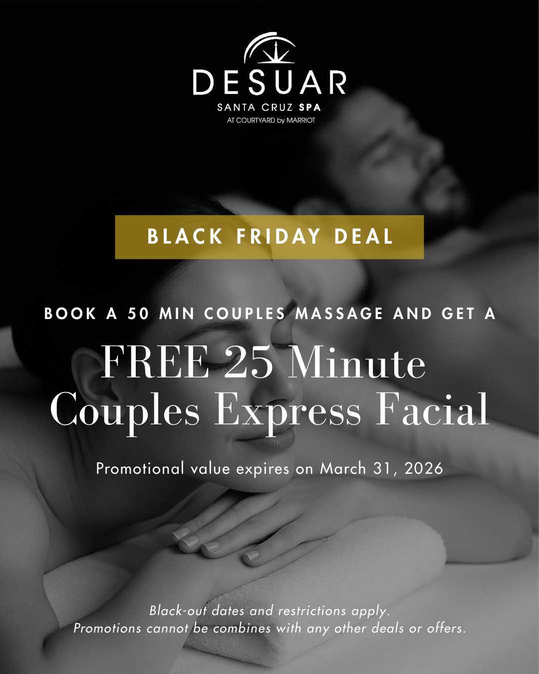 Black Friday Couples Swedish Massage + FREE Couples Facial