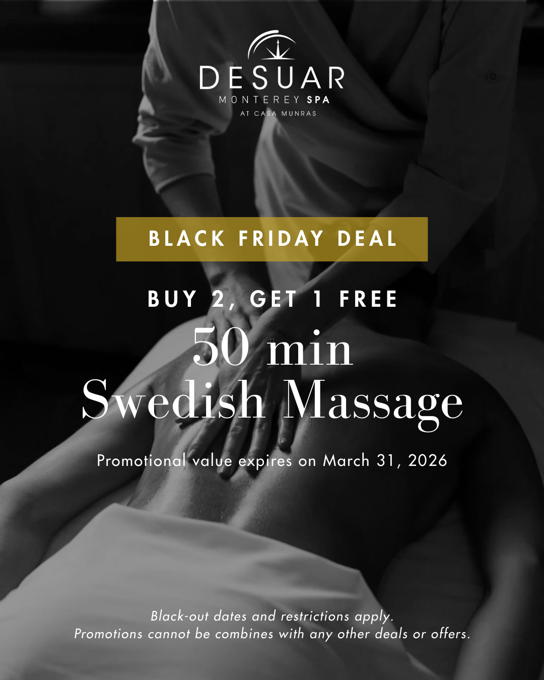 50 Minute Swedish Massage - Buy 2, Get 1 Free