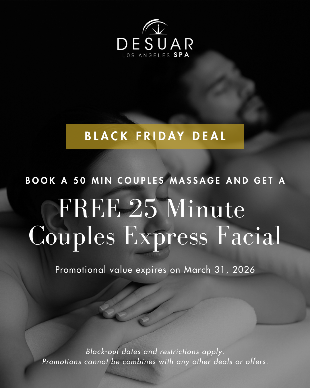 Black Friday Couples Swedish Massage + FREE Couples Facial