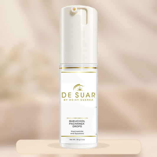 DESUAR Bakuchiol Pachanga Drops front with official gold logo and new airless pump packaging